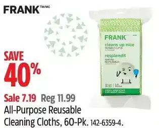 Canadian Tire Frank all-purpose reusable cleaning cloths offer