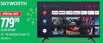 Canadian Tire Skyworth 70" 4k android smart tv offer