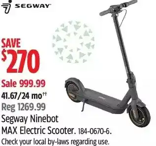 Canadian Tire Segway ninebot max electric scooter offer