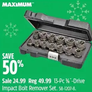 Canadian Tire Maximum 13-pc 3/8"-drive impact bolt remover set offer