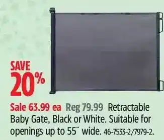 Canadian Tire Retractable baby gate, black or white offer