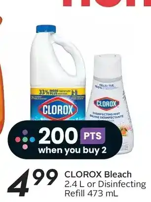 Sobeys Clorox bleach or disinfecting refill offer