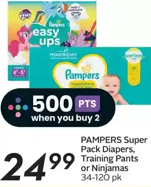 Sobeys Pampers super pack diapers, training pants or ninjamas offer