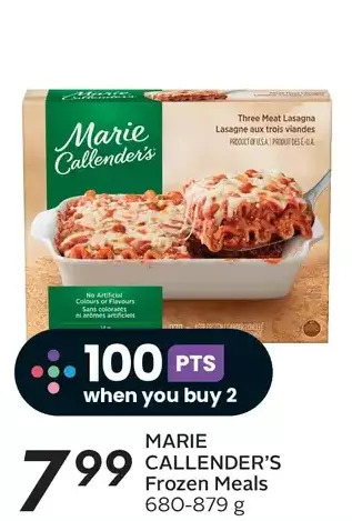 Sobeys Marie callender's frozen meals offer