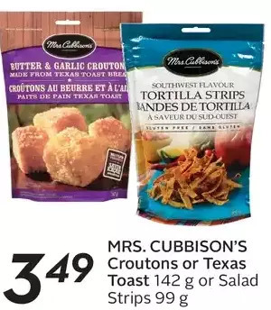 Sobeys Mrs. cubbison's croutons or texas toast or salad strips offer