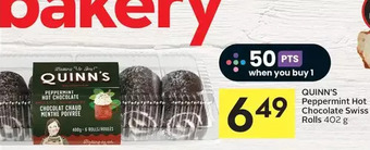 Foodland Quinn's peppermint hot chocolate swiss rolls offer