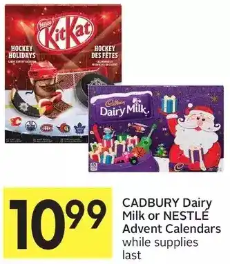 Foodland Cadbury dairy milk or nestlé advent calendars offer