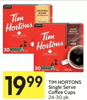 Foodland Tim hortons single serve coffee cups offer