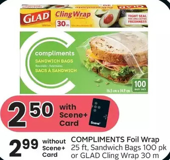 Foodland Compliments foil wrap, sandwich bags or glad cling wrap offer