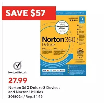 Staples Norton 360 deluxe 3 devices and norton utilities offer