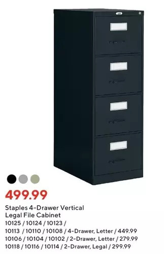 Staples Staples 4-drawer vertical legal file cabinet | 2-drawer, legal | 2-drawer, letter | 4-drawer, letter offer