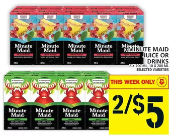 Food Basics Minute maid juice or drinks offer