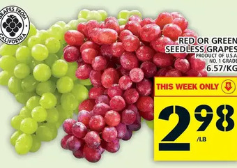 Food Basics Red or green seedless grapes offer