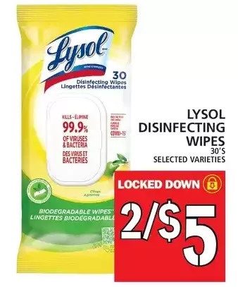 Food Basics Lysol disinfecting wipes offer