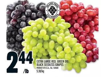Metro Extra large red, green or black seedless grapes offer