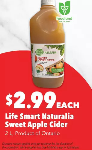 Metro Life smart naturalia sweet apple cider offer