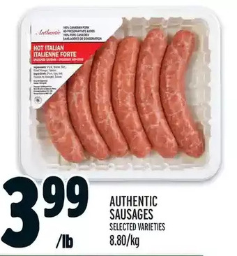 Metro Authentic sausages offer