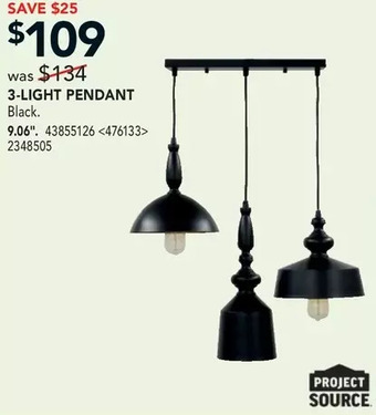 Lowe's Project source 3-light pendant offer