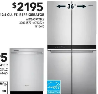 Lowe's Whirlpool 19.4 cu. ft. refrigerator offer