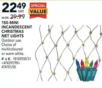RONA 150-mini incandescent christmas net lights offer