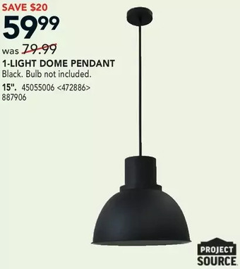 RONA Project source 1-light dome pendant. 15" offer