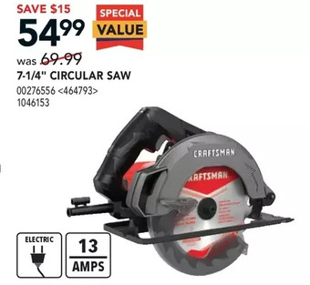 RONA Craftsman 7-1/4" circular saw offer