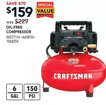RONA Craftsman oil-free compressor offer