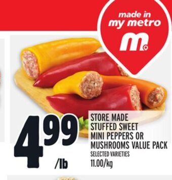 Metro Store made stuffed sweet mini peppers or mushrooms value pack offer