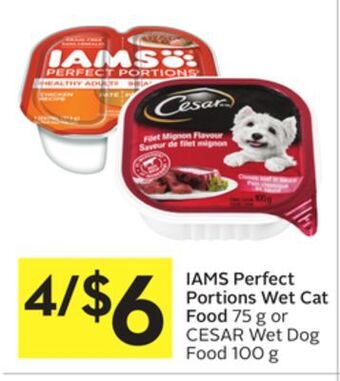 Foodland Iams perfect portions wet cat food 75 g or cesar wet dog food 100 g offer