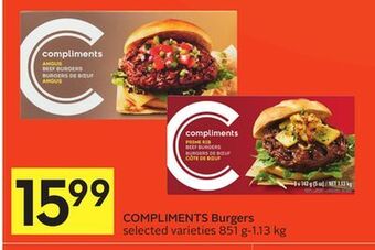 Foodland Compliments burgers selected varieties 851 g-1.13 kg offer