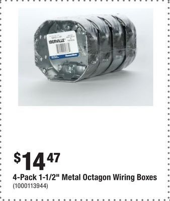 Home Depot 4-pack 1-1/2" metal octagon wiring boxes offer