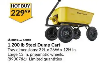 Princess Auto 1,200 lb steel dump cart offer