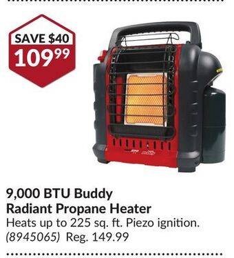 Princess Auto 9, 000 btu buddy radiant propane heater offer