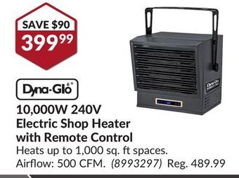 Princess Auto 10,000w 240v electric shop heater with remote control offer