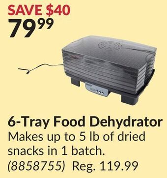 Princess Auto 6-tray food dehydrator offer