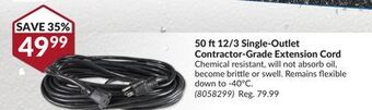 Princess Auto 50 ft 12/3 single-outlet contractor-grade extension cord offer
