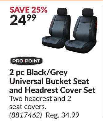 Princess Auto 2 pc black/grey universal bucket seat and headrest cover set offer
