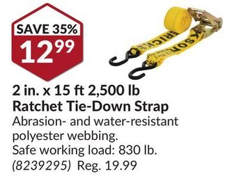 Princess Auto 2 in. x 15 ft2,500 lb ratchet tie-down strap offer