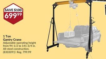 Princess Auto 1 ton gantry crane offer