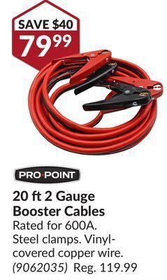 Princess Auto 20 2 gauge booster cables offer