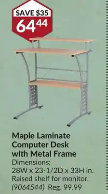 Princess Auto Maple laminate computer desk with metal frame offer