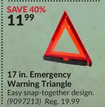 Princess Auto 17 in. emergency warning triangle offer