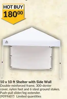 Princess Auto 10 x 10 ft shelter with side wall offer