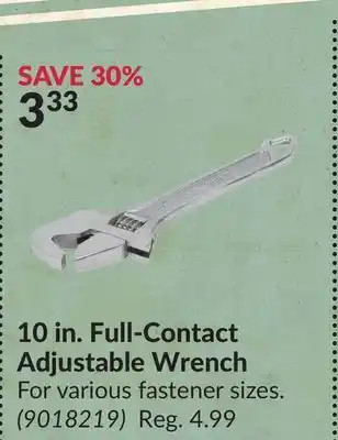 Princess Auto 10 in. full-contact adjustable wrench offer