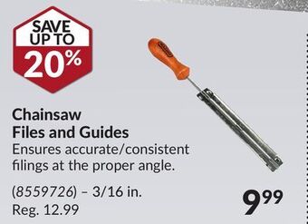 Princess Auto 3/16 in. chainsaw files and guides offer