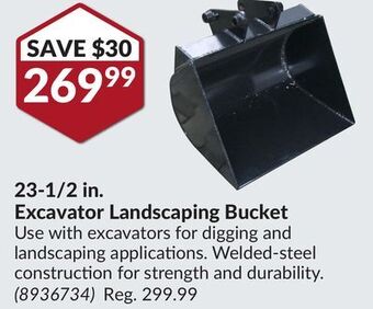 Princess Auto 23-1/2 in. excavator landscaping bucket offer