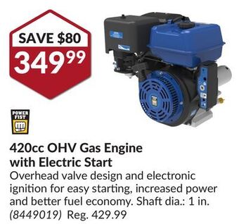 Princess Auto 420cc ohv gas engine with electric start offer