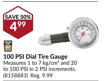 Princess Auto 100 psi dial tire gauge offer