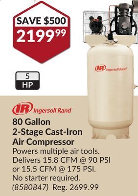 Princess Auto 80 gallon 2-stage cast-iron air compressor offer