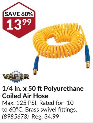 Princess Auto 1/4 in. x 50 ft polyurethane coiled air hose offer